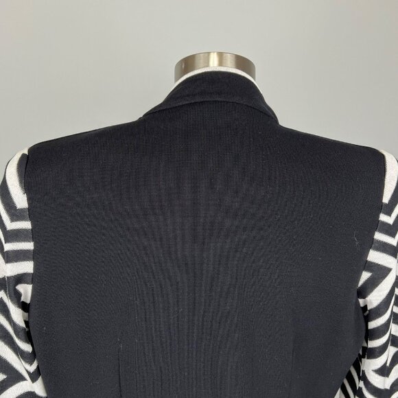 Misook Womens Black White Geometric Pattern Open Cardigan Sweater size Small - Picture 7 of 11